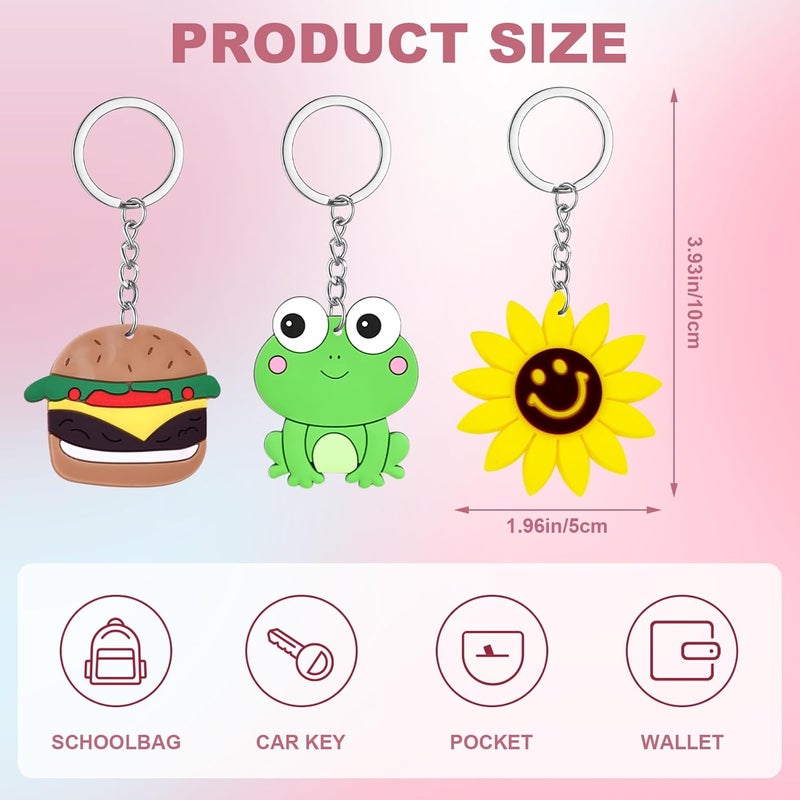 XITDW 30pcs thicken Cute Bulk Keychains,Non-Repeat Cartoon Key Chains Backpack Charms for Classroom Prizes Holiday Gifts Party Favors - Image 3